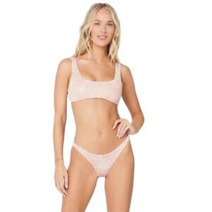L*Space Shimmer Lizzie Bikini Top & Camacho Bikini Bottom Set All Swirled Up NWT